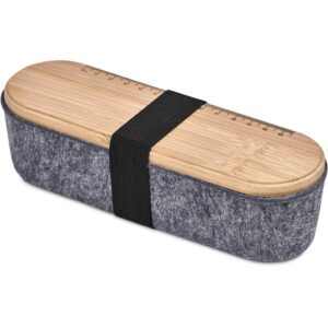 Okiyo Byoga Recycled PET Felt & Bamboo Stationery Case - Image 9