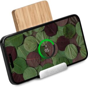 Alternative view of Okiyo Hakka Bamboo & Recycled Aluminium Wireless Charging Phone Stand