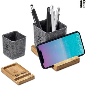 Okiyo Kyadi Recycled PET & Bamboo Desk Caddy Phone Stand - Image 9