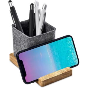Okiyo Kyadi Recycled PET & Bamboo Desk Caddy Phone Stand - Image 4