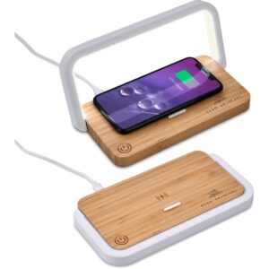 Alternative view of Okiyo Yoru Bamboo Wireless Charger & Night Light
