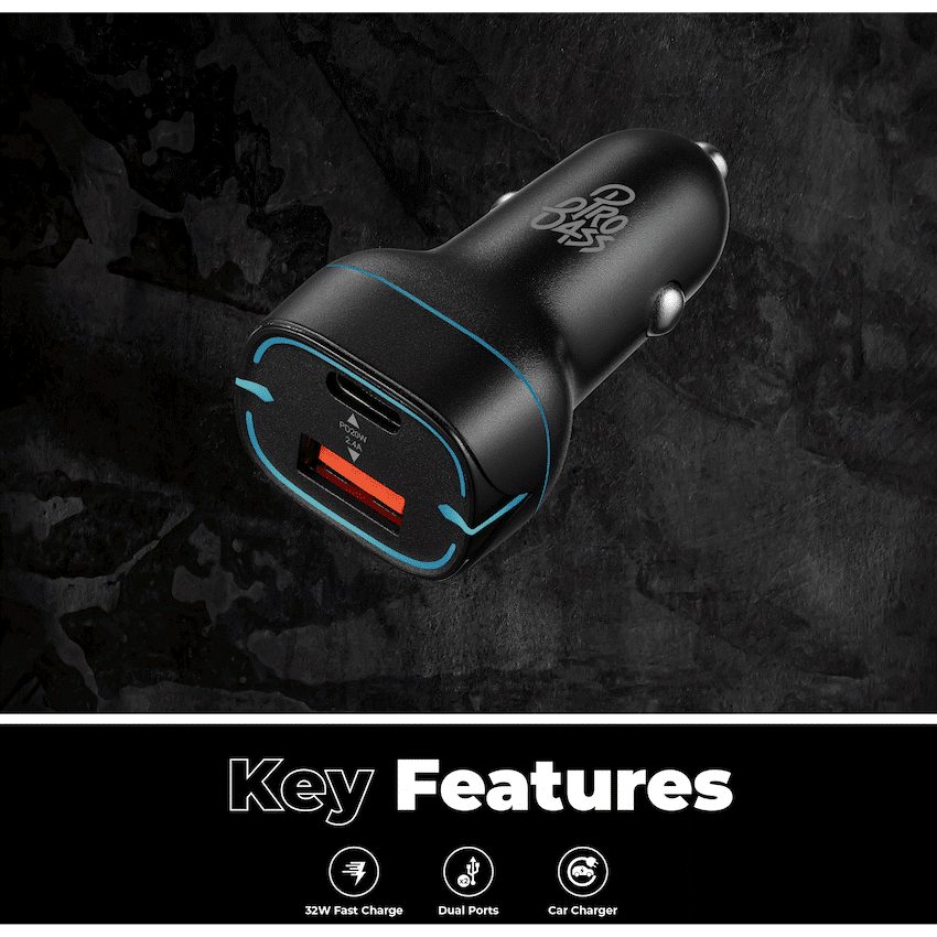 Pro Bass AutoPower Series 32w Dual USB and Type-C Car Charger - Image 4