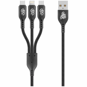 Pro Bass Braided 3-in-1 Charge Cable 1m - Black
