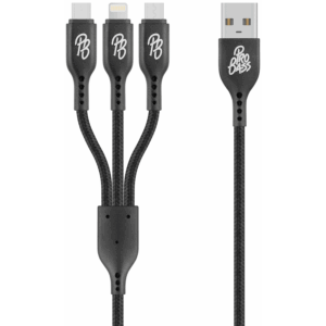 Alternative view of Pro Bass Braided 3-in-1 Charge Cable 1m - Black