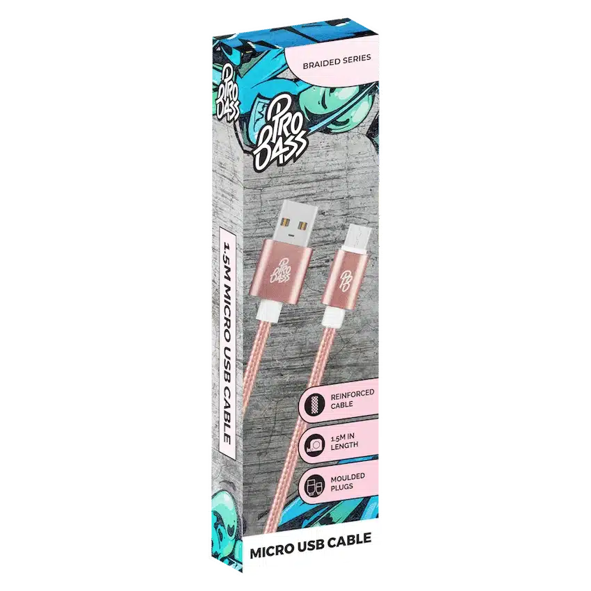 Pro Bass Braided Series Micro USB Cable - 1.5m - Image 2