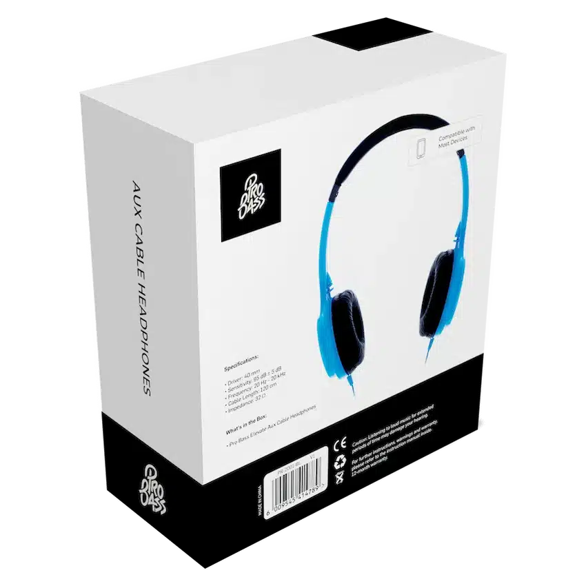 Pro Bass Elevate Series Auxiliary Headphone - Blue - Image 3