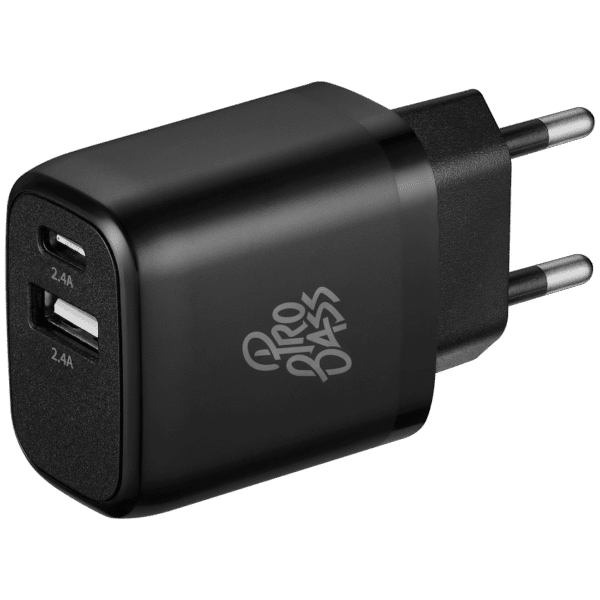 Pro Bass PowerCharge Series 12w Dual USB and Type-C Wall Charger