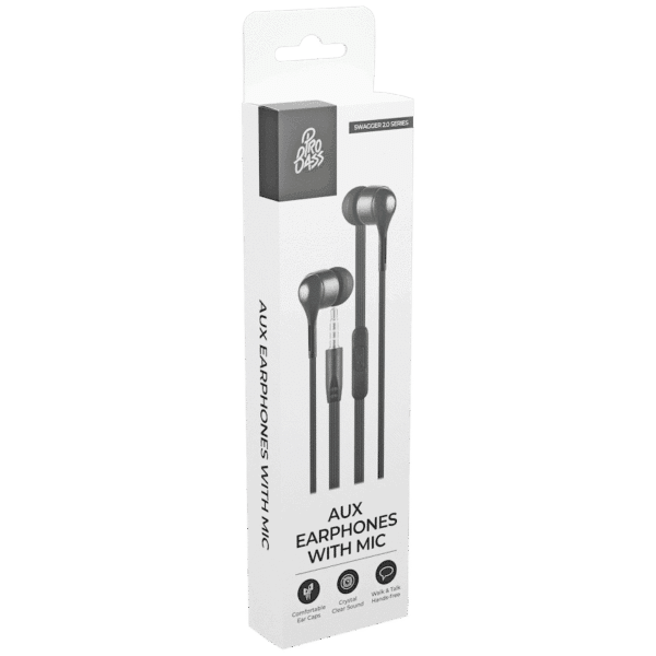 Pro Bass Swagger 2.0 Series – Boxed Auxiliary Earphone with Mic — Pro Bass Swagger 2.0 Series – Boxed Auxiliary Earphone with Mic