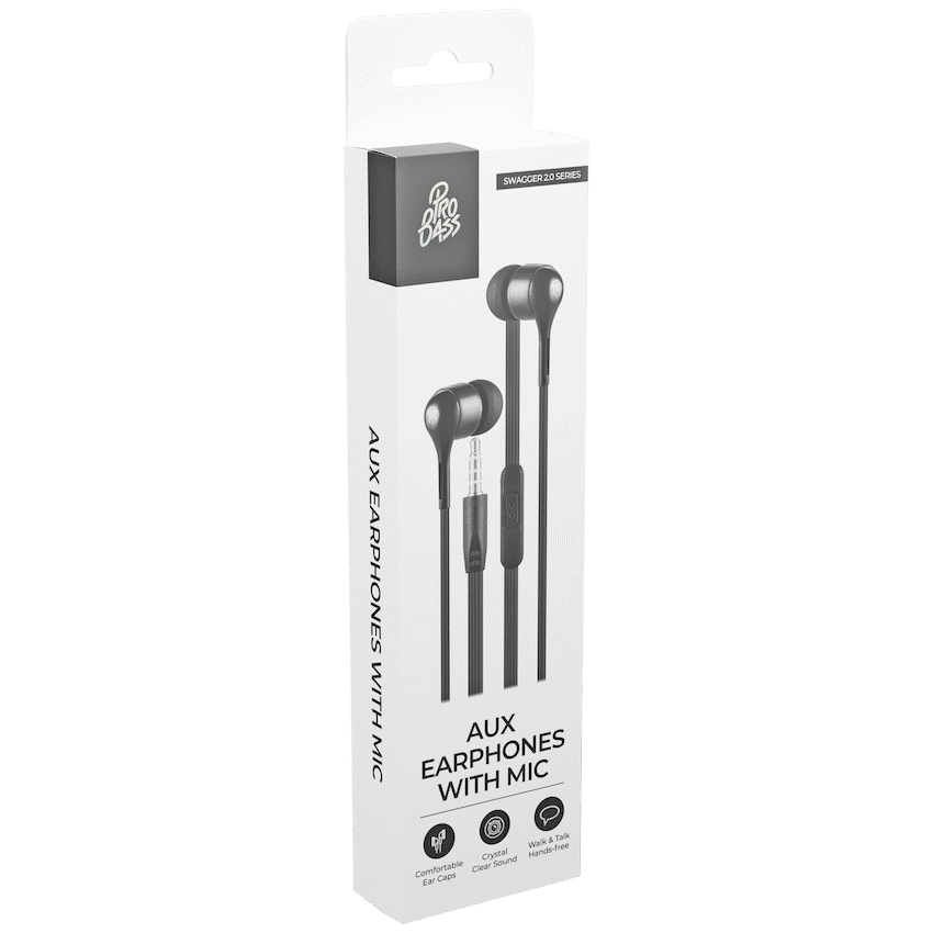 Pro Bass Swagger 2.0 Series - Boxed Auxiliary Earphone with Mic