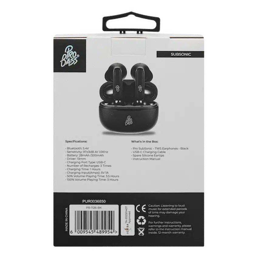 ProBass SubSonic TWS Earphone - Black - Image 11