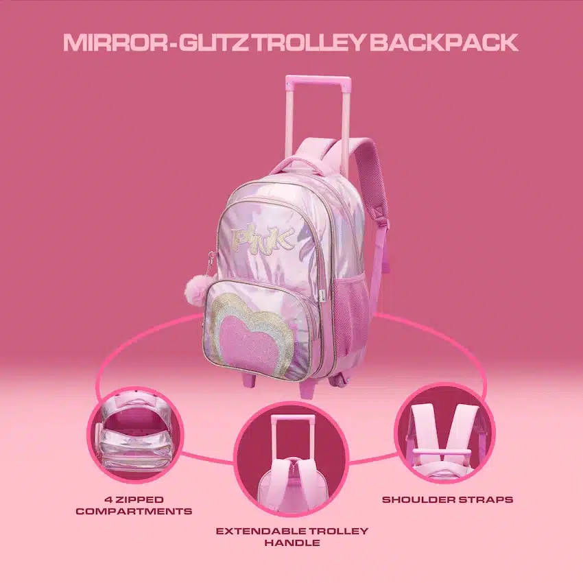 Quest Mirror-Glitz Trolley Backpack - Pink - Image 5