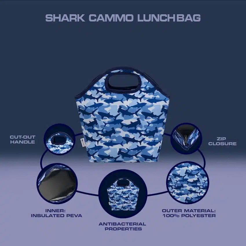 Quest Shark Cammo Lunch Bag Blue - Image 4