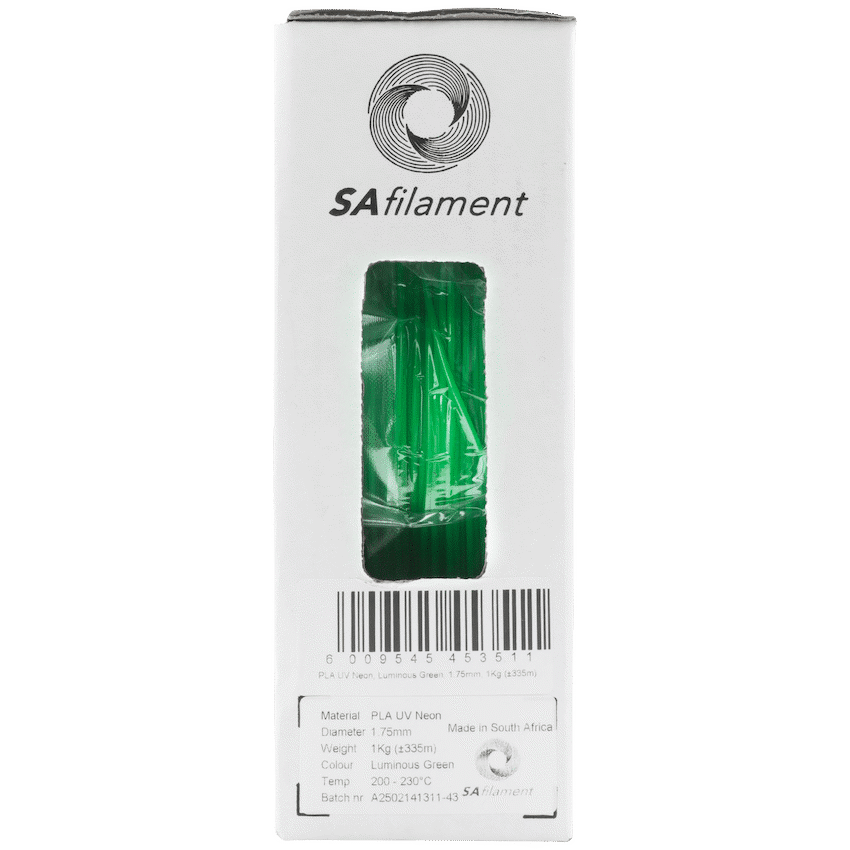 SA Filament PLA UV Neon Filament 1kg - Luminous Green - Image 12