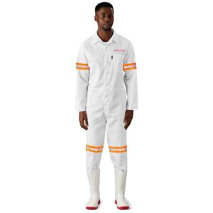 Alternative view of Safety Polycotton Boiler Suit - Reflective Arms Legs & Back - Orange Tape
