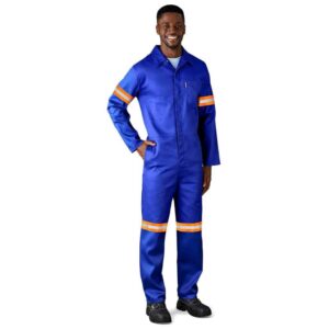 Safety Polycotton Boiler Suit – Reflective Arms Legs & Back – Orange Tape