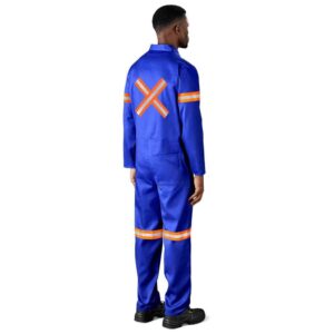 Safety Polycotton Boiler Suit – Reflective Arms Legs & Back – Orange Tape