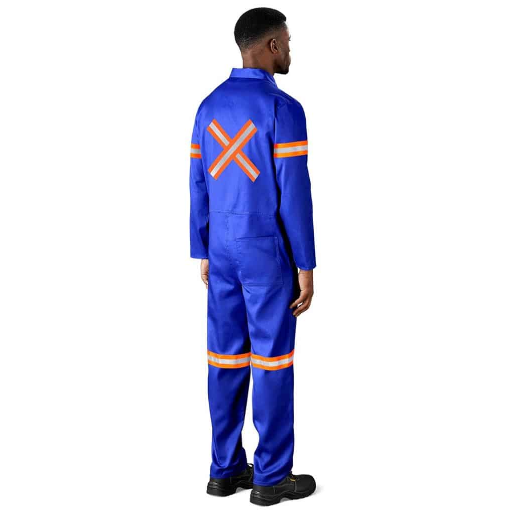Safety Polycotton Boiler Suit – Reflective Arms Legs & Back – Orange Tape