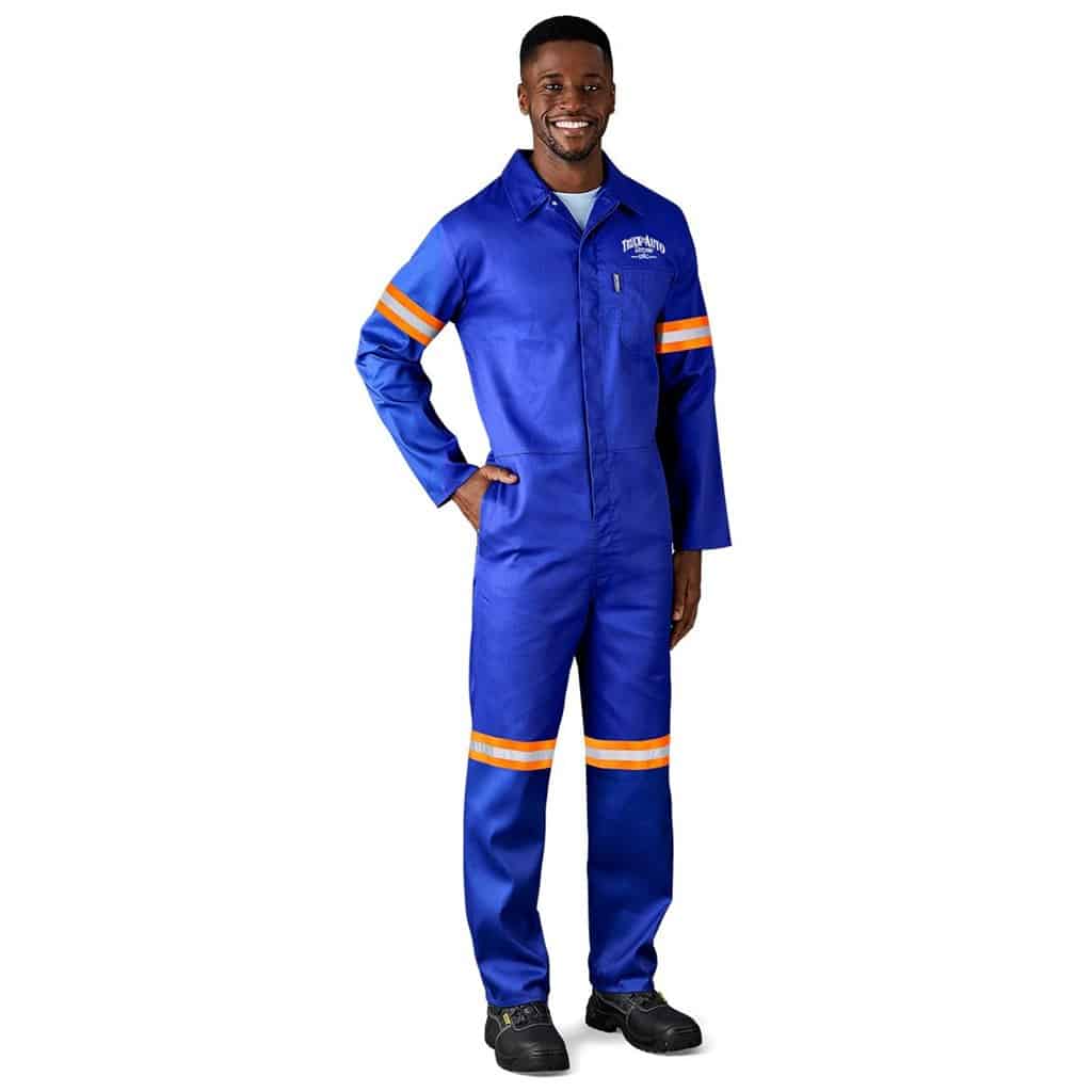 Safety Polycotton Boiler Suit – Reflective Arms Legs & Back – Orange Tape