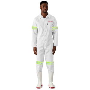 Safety Polycotton Boiler Suit – Reflective Arms Legs & Back – Yellow Tape