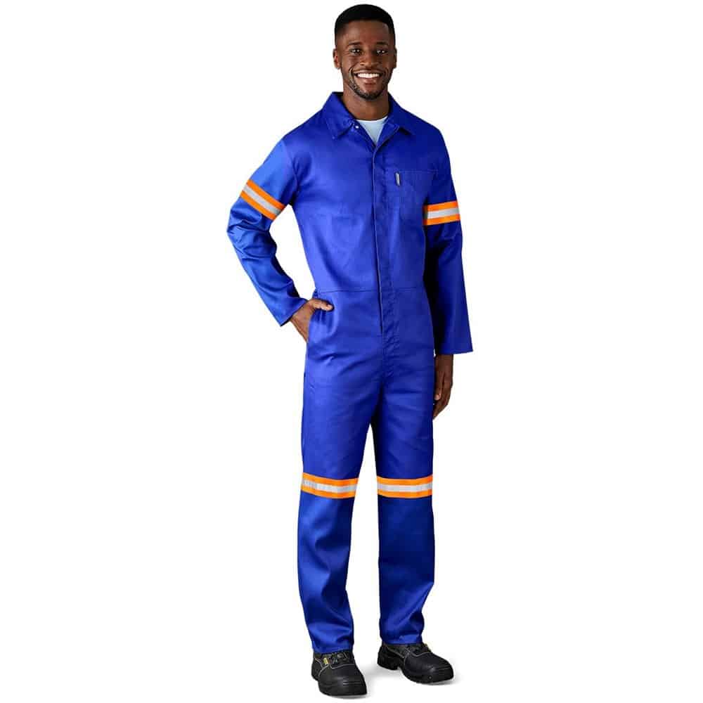 Safety Polycotton Boiler Suit - Reflective Arms & Legs - Orange Tape - Image 3