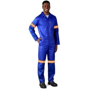 Safety Polycotton Boiler Suit – Reflective Arms & Legs – Orange Tape