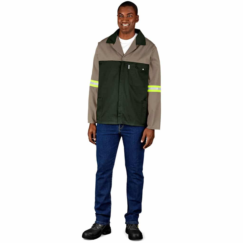 Site Premium Two-Tone Polycotton Jacket - Reflective Arms & Back - Yellow Tape - Image 2