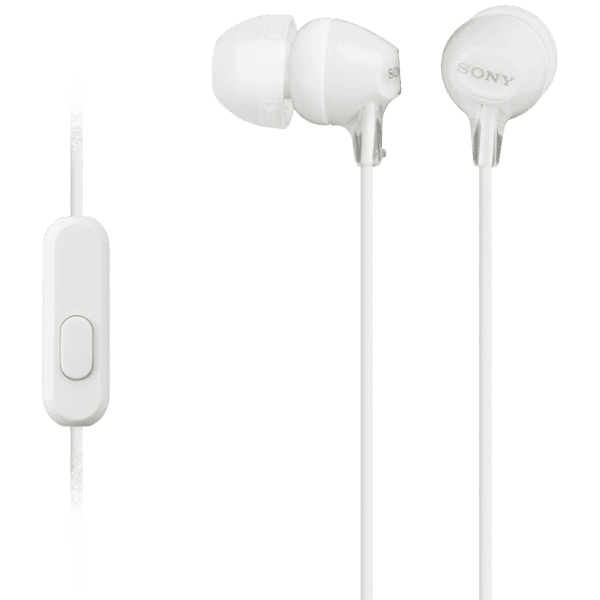 Sony MDR-EX15AP (White) InEar Earphone with Mic for iPhone – Android – Blackberry — Sony MDR-EX15AP (White) InEar Earphone with Mic for iPhone – Android – Blackberry