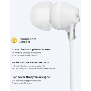 Alternative view of Sony MDR-EX15AP (White) InEar Earphone with Mic for iPhone - Android - Blackberry