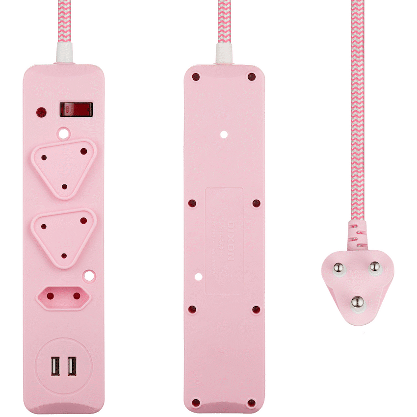Switched 3-Way Surge-Protected Multiplug with Dual 2.4a USB Ports 3m Braided Cord - Image 4