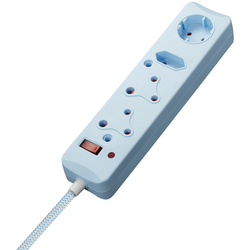 SWITCHED 4 Way Medium Surge Protected Multiplug 0.5M Braided Cord Blue - Image 2