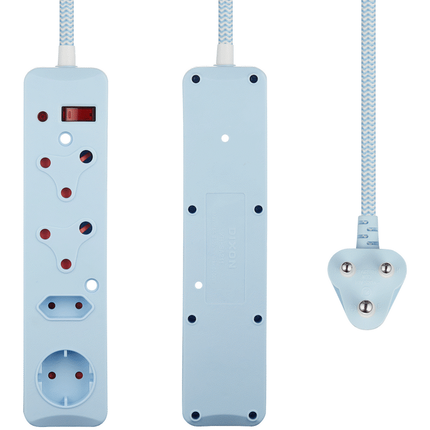 SWITCHED 4 Way Medium Surge Protected Multiplug 0.5M Braided Cord Blue - Image 3