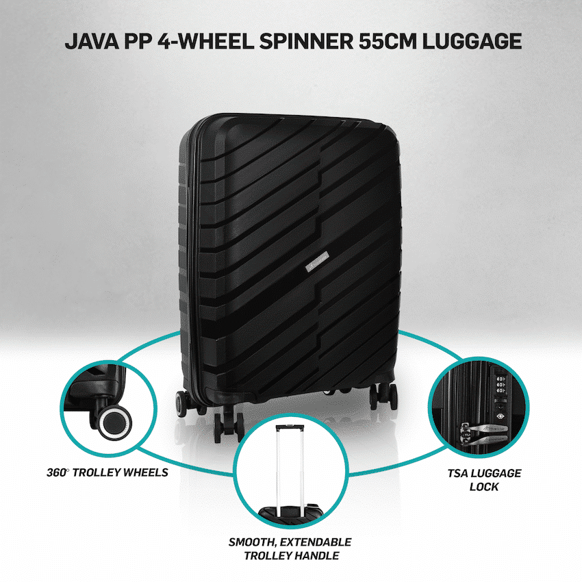 Travelwize Java PP 4-Wheel Spinner 55cm Luggage - Image 13