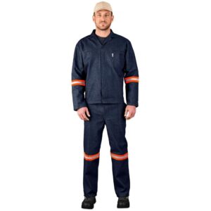 Alternative view of Vintage 100% Cotton Denim Conti Suit - Reflective Arms, Legs & Back - Orange Tape