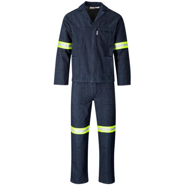 Vintage 100% Cotton Denim Conti Suit – Reflective Arms, Legs & Back – Yellow Tape — Vintage 100% Cotton Denim Conti Suit – Reflective Arms, Legs & Back – Yellow Tape