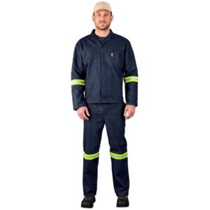 Alternative view of Vintage 100% Cotton Denim Conti Suit - Reflective Arms, Legs & Back - Yellow Tape