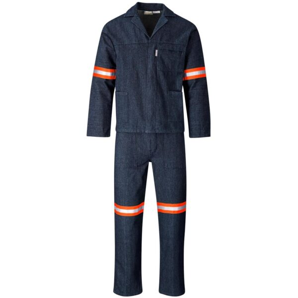 Vintage 100% Cotton Denim Conti Suit – Reflective Arms & Legs – Orange Tape — Vintage 100% Cotton Denim Conti Suit – Reflective Arms & Legs – Orange Tape