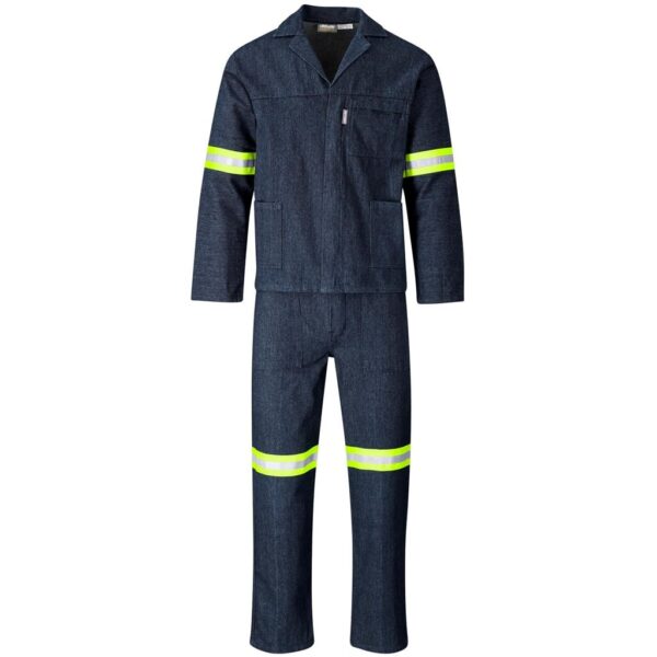 Vintage 100% Cotton Denim Conti Suit – Reflective Arms & Legs – Yellow Tape — Vintage 100% Cotton Denim Conti Suit – Reflective Arms & Legs – Yellow Tape