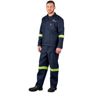 Vintage 100% Cotton Denim Conti Suit – Reflective Arms & Legs – Yellow Tape