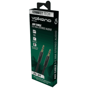 Volkano Slim Series Aux Cable 2m - Black - Image 2