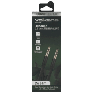 Volkano Slim Series Aux Cable 2m - Black - Image 3