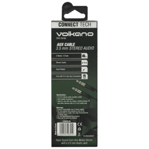 Volkano Slim Series Aux Cable 2m - Black - Image 5