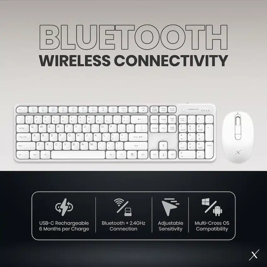 VolkanoX Garnet Bluetooth Wireless Keyboard and Mouse Combo - Image 18