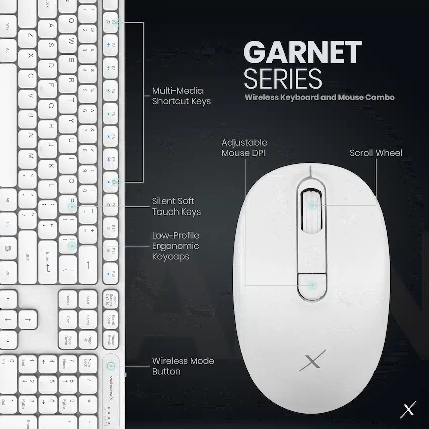 VolkanoX Garnet Bluetooth Wireless Keyboard and Mouse Combo - Image 19