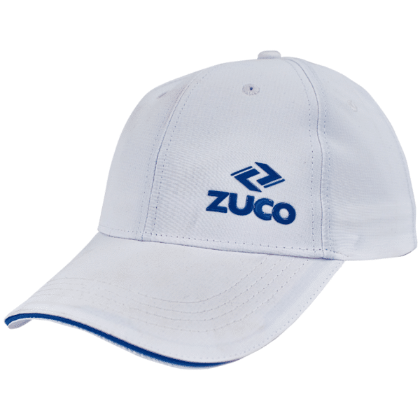 Zuco 6 Panel Polyester Cap – White — Zuco 6 Panel Polyester Cap – White