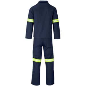 Technician 100% Cotton Conti Suit - Reflective Arms & Legs - Yellow Tape - Navy - Image 2