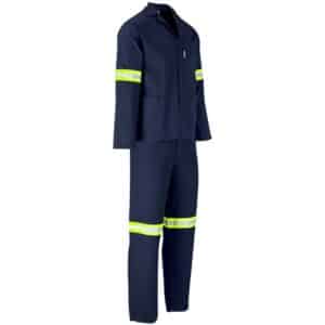 Technician 100% Cotton Conti Suit - Reflective Arms & Legs - Yellow Tape - Navy - Image 3