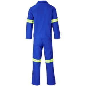 Technician 100% Cotton Conti Suit - Reflective Arms & Legs - Yellow Tape - Royal Blue - Image 3
