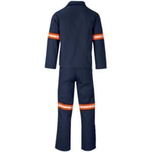 Technician 100% Cotton Conti Suit - Reflective Arms & Legs - Orange Tape - Navy - Image 2