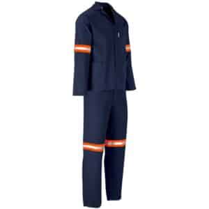 Technician 100% Cotton Conti Suit - Reflective Arms & Legs - Orange Tape - Navy - Image 3