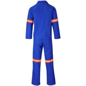 Technician 100% Cotton Conti Suit - Reflective Arms & Legs - Orange Tape - Royal Blue - Image 2